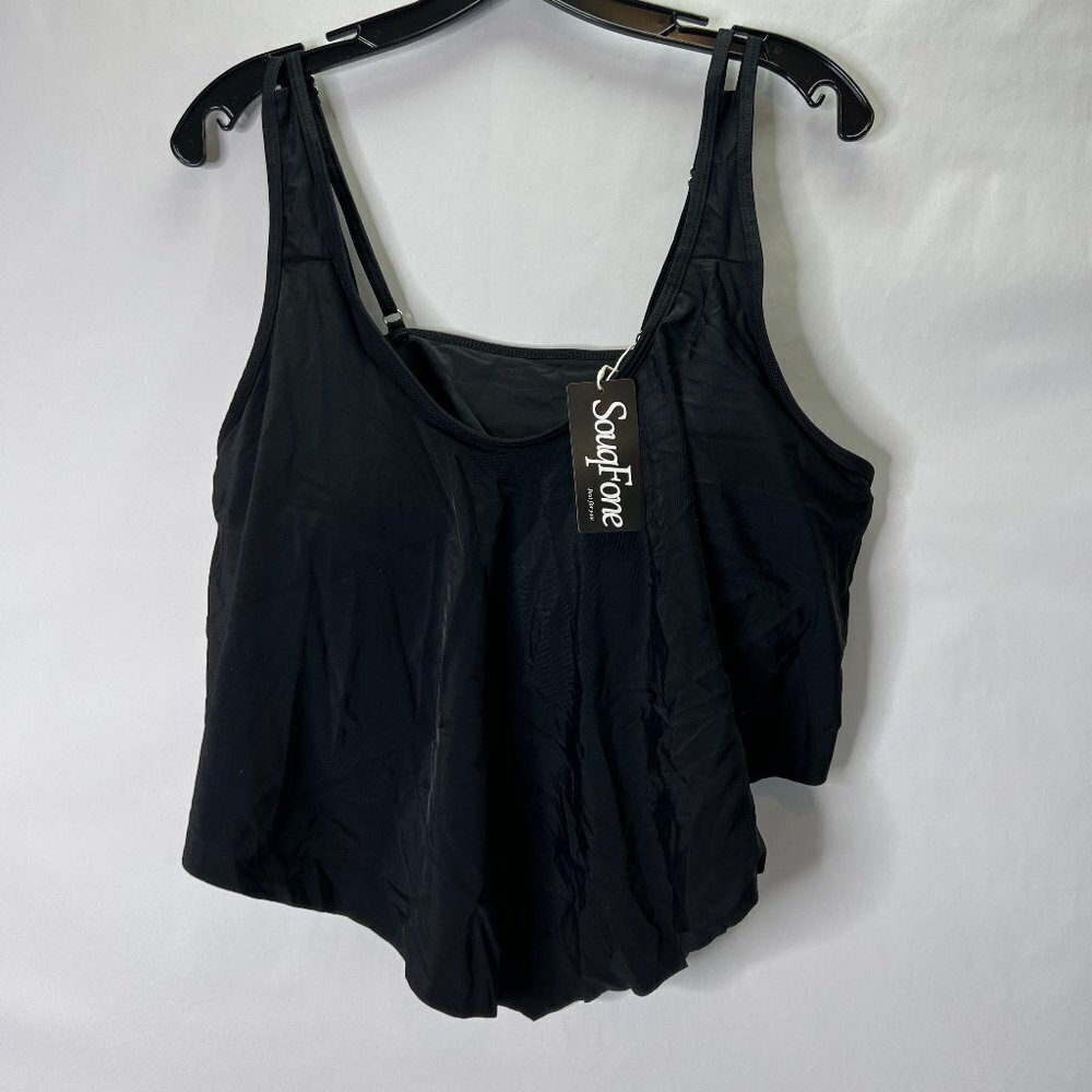 NWT 2Pc Leopard Print/Black Top Bathing suit Bikini XXL